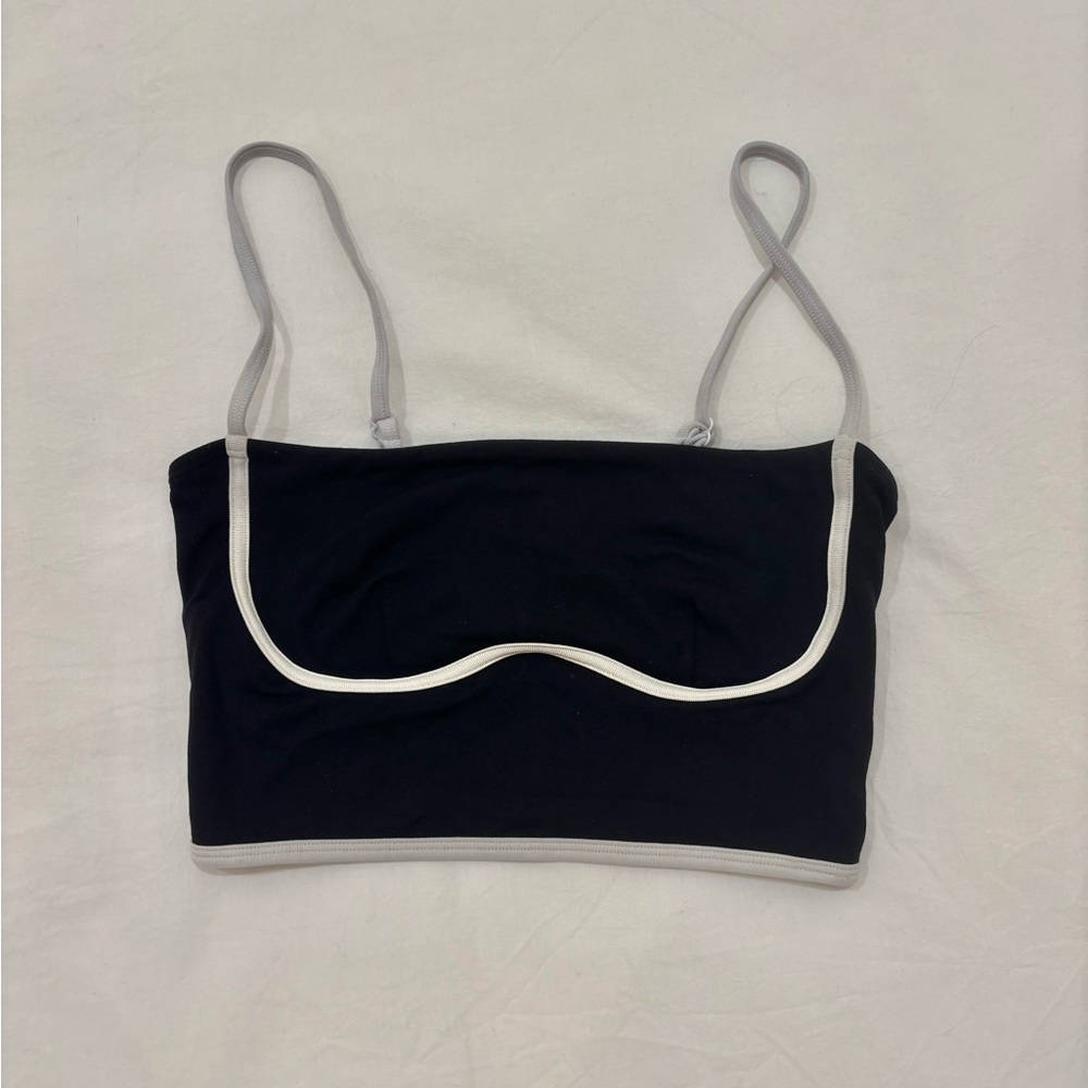 ALO Yoga Black and White Sports Bra with Adjustable Straps
